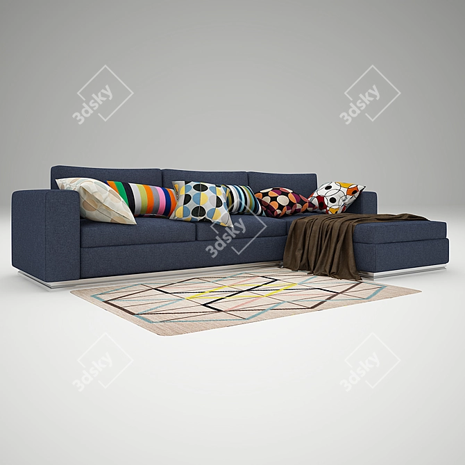 Cozy Corner Sofa Set with IKEA Accessories 3D model image 2