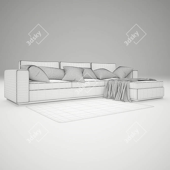 Cozy Corner Sofa Set with IKEA Accessories 3D model image 3