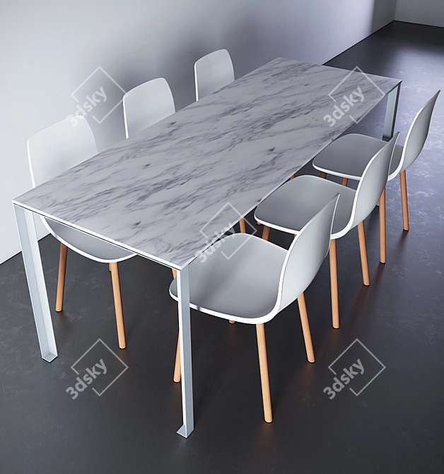 Modern Dining Set with Chairs 3D model image 1