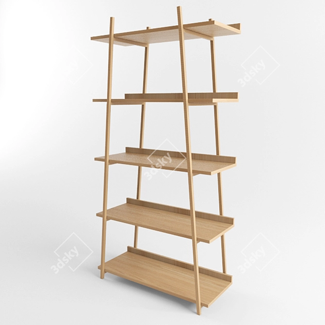 Stylish Oak Veneer Shelves 3D model image 1