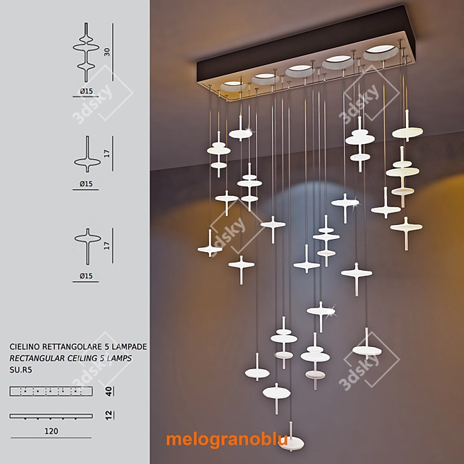 Title: Customizable Melogranoblu Pendant Lamp 3D model image 1