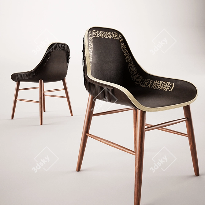 Rustic Leather Chair 3D model image 1