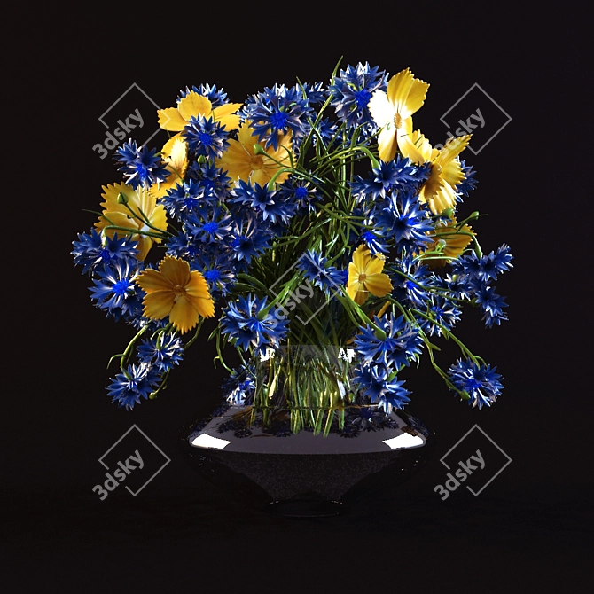 Summer Blossoms: Vibrant Vasilki Flowers 3D model image 1