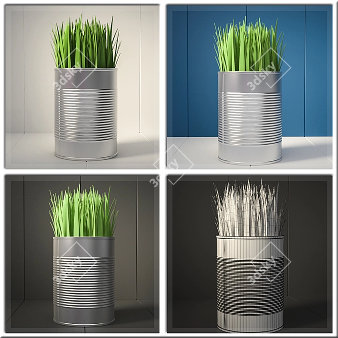 Mini Grass Bank: Realistic Lawn in a Can - Perfect Table Decoration! 3D model image 1
