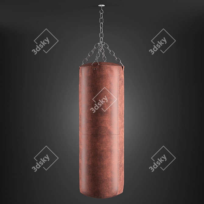 Vintage Brown Leather Punching Bag 3D model image 1