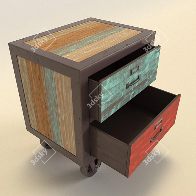 Rustic Industrial Yelak Table 3D model image 2