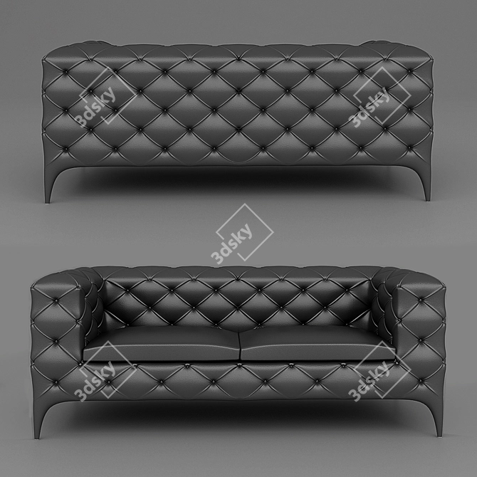 Elegant Capitone Sofa: Timeless Beauty 3D model image 1