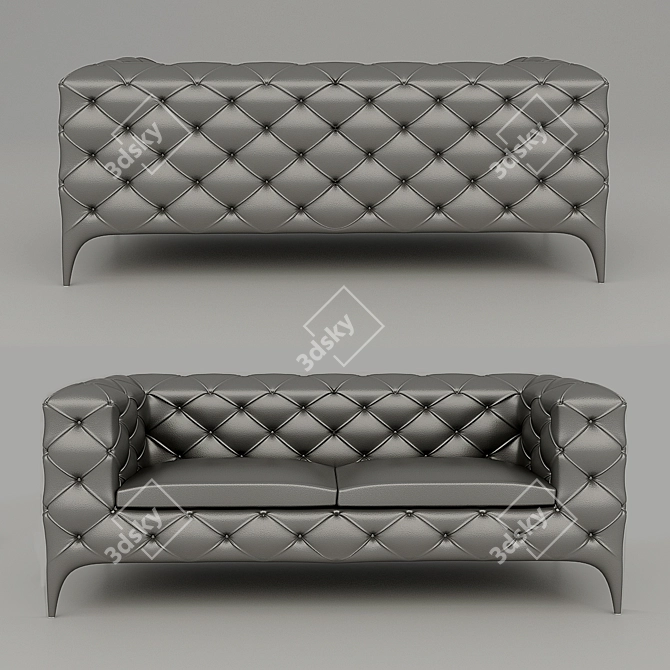 Elegant Capitone Sofa: Timeless Beauty 3D model image 2