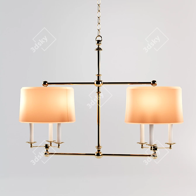 Elegant 6-Light Antique Brass Chandelier 3D model image 1