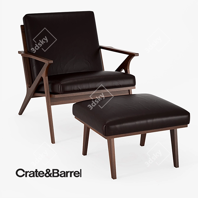 Crate and Barrel Cavett Leather Chair 3D model image 1