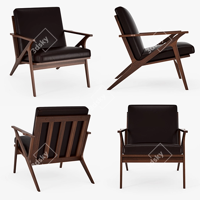 Crate and Barrel Cavett Leather Chair 3D model image 2