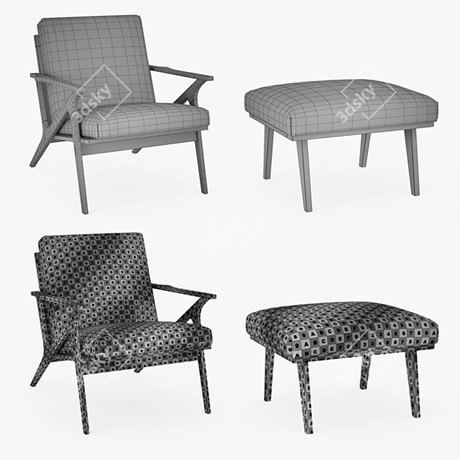 Crate and Barrel Cavett Leather Chair 3D model image 3