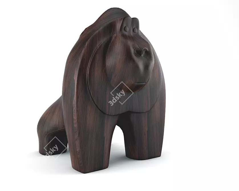 Modern Gorilla Statuette: Low-polygon Design 3D model image 2