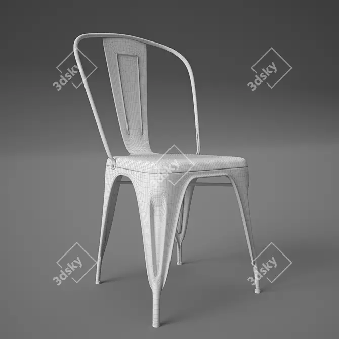 Vintage Industrial Style High Back chair 3D model image 3