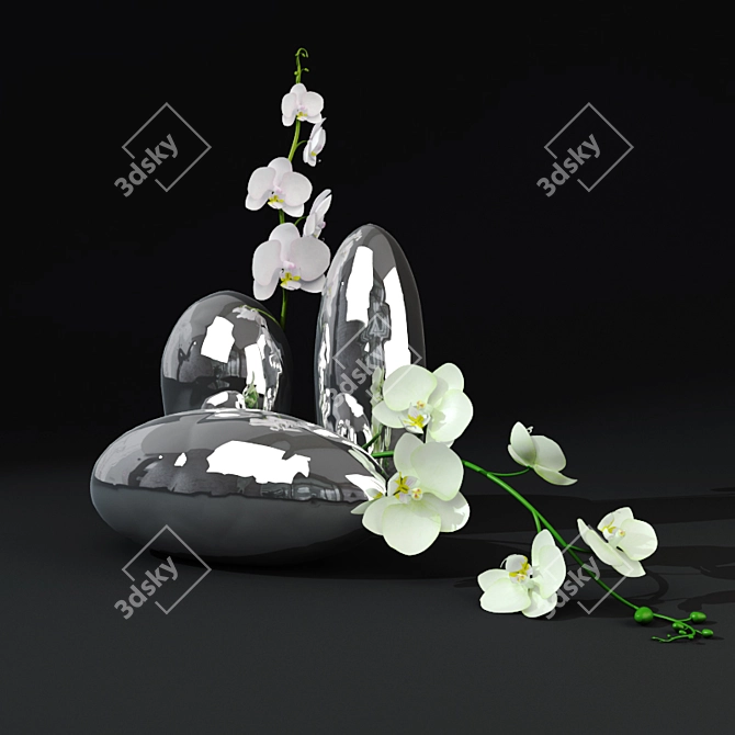 Elegant Orchid Vase Composition 3D model image 1