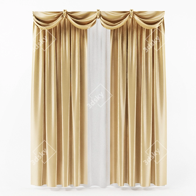 Elegant Classic Curtain 3D model image 1