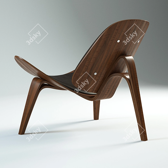Classic Elegance: Carl Hansen Black Leather Chair 3D model image 3