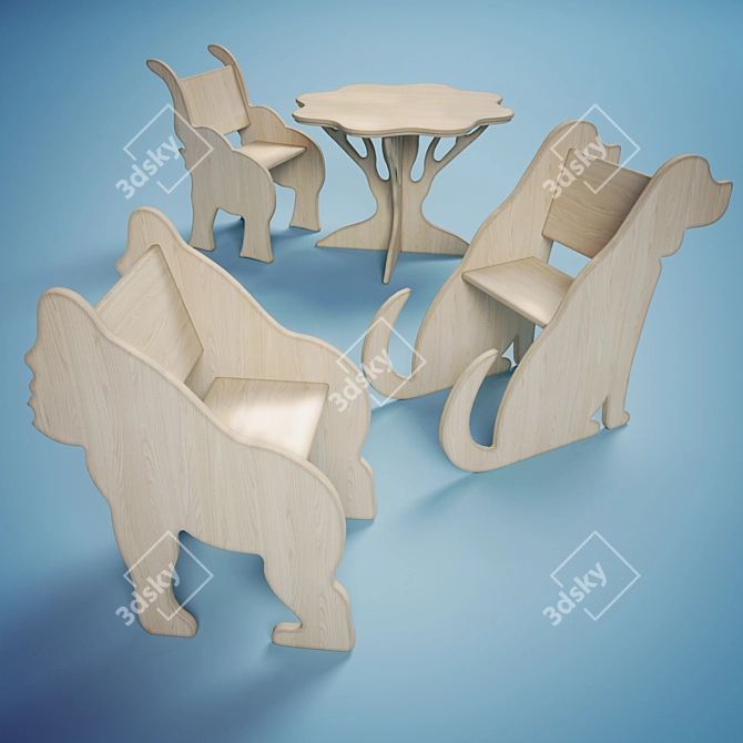 Enchanting Wooden Nursery Set 3D model image 1