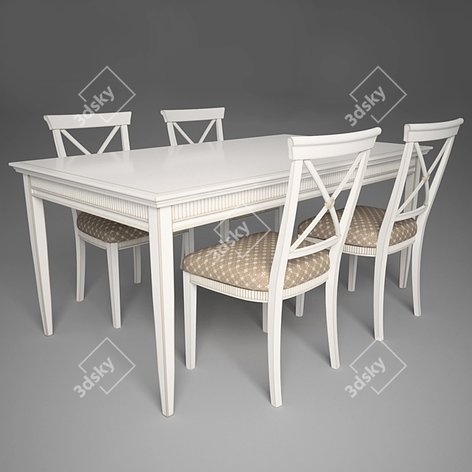 Elegant Tosato Table and Chairs 3D model image 2