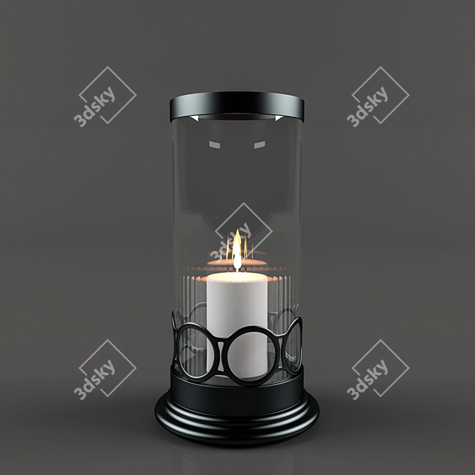 Elegant Metal and Glass Candlestick 3D model image 1