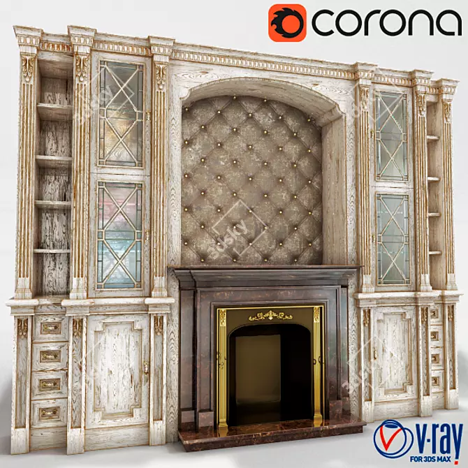 Classic Fireplace Wardrobe 3D model image 1