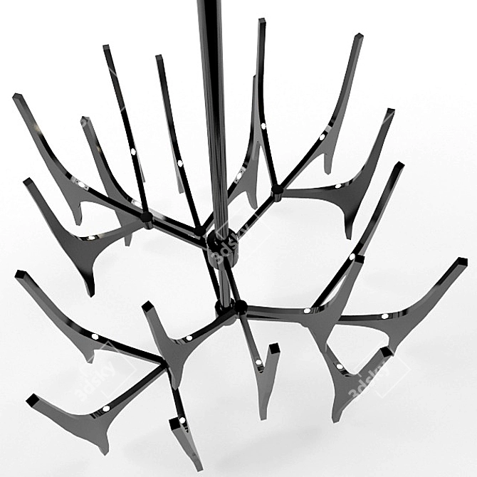 Polished Steel Tusk Chandelier 3D model image 2