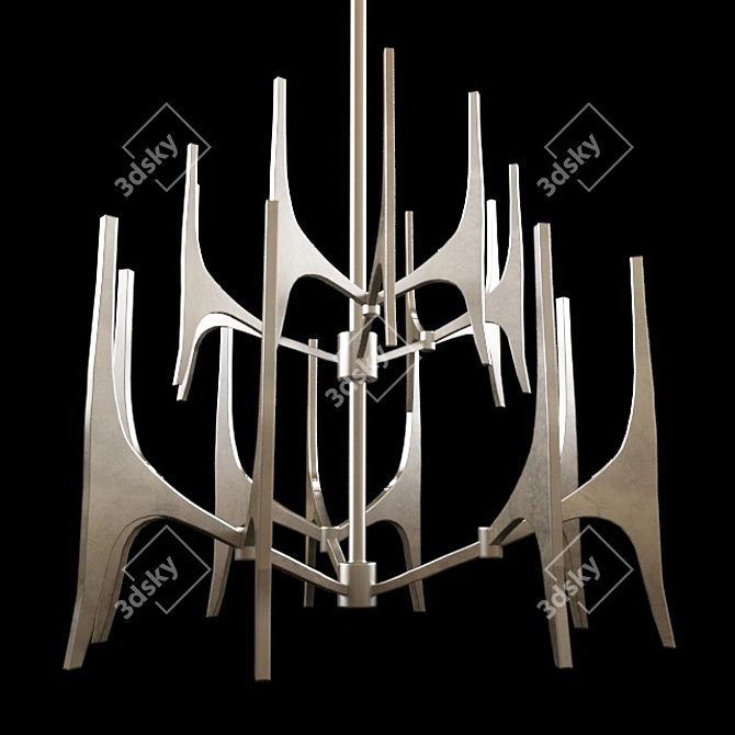 Polished Steel Tusk Chandelier 3D model image 3