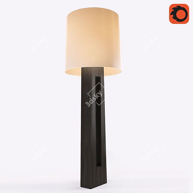 Elegant Wooden Floor Lamp 3D model image 1