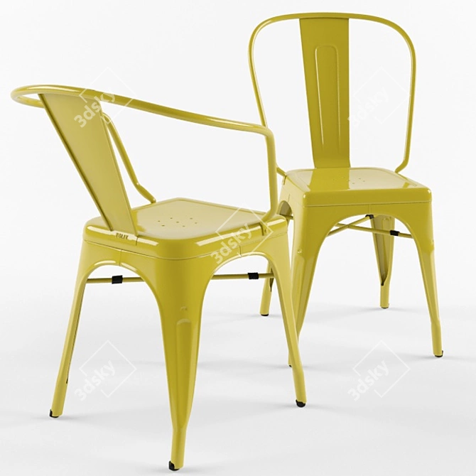 Sleek Industrial Tolix Chair 3D model image 1