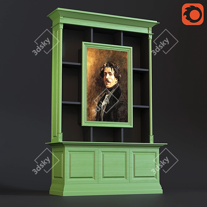 Artistic Wood Bookcase: Painted Door, 1685x2650x585mm 3D model image 1