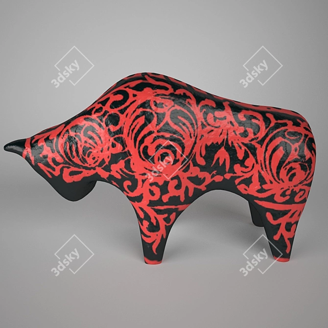 Abstract Ceramic Bull Sculpture 3D model image 1