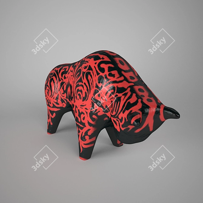 Abstract Ceramic Bull Sculpture 3D model image 2