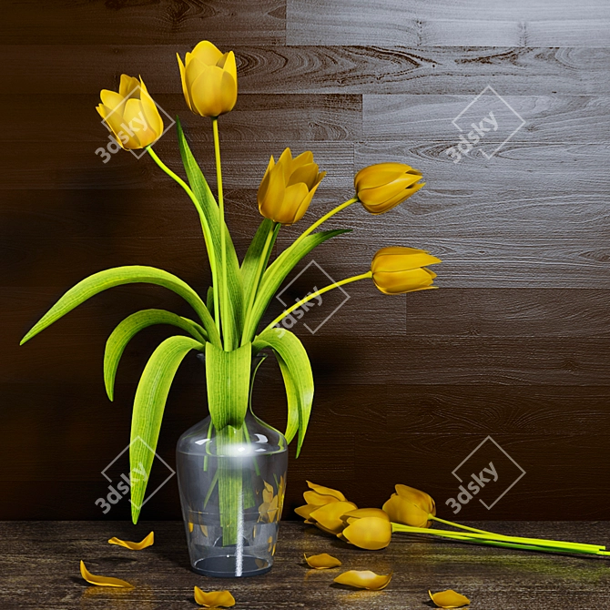 Elegant Tulip Vase 3D model image 1