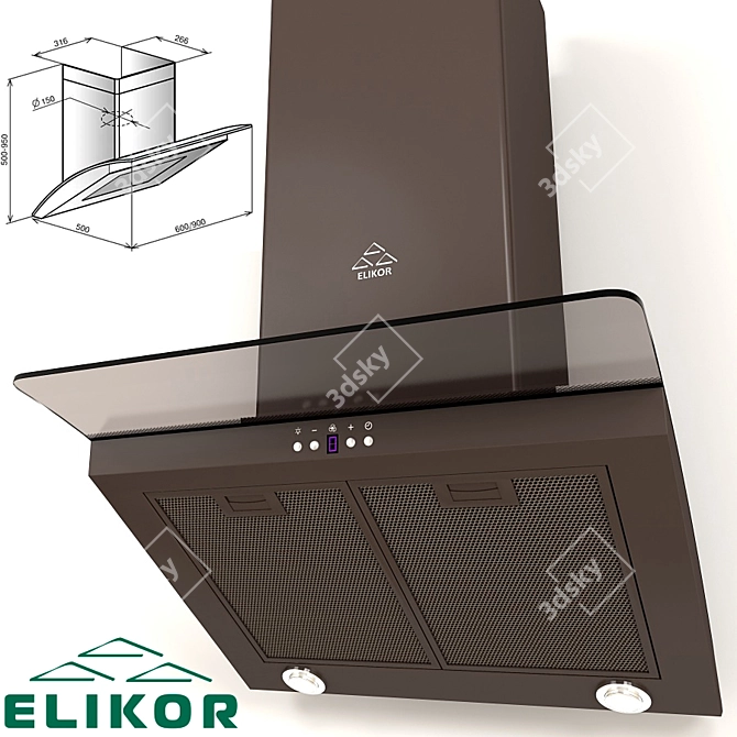 ELIKOR Aquamarine 60: Stylish and Efficient Hood 3D model image 1