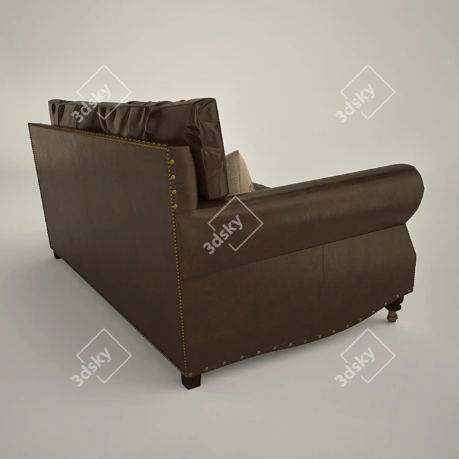 Classic Leather Sofa - Vintage Elegance 3D model image 2