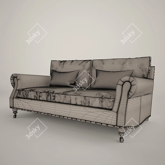 Classic Leather Sofa - Vintage Elegance 3D model image 3