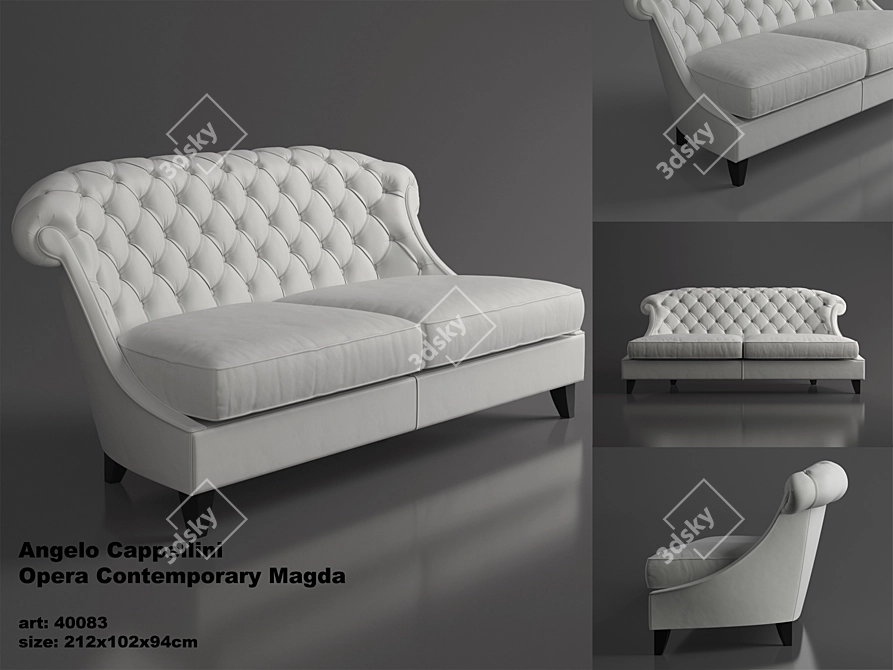 Classic Leather Sofa: Angelo Cappellini Magda 3D model image 1