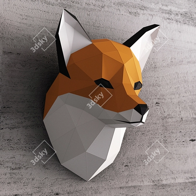 Low-poly Fox Head Sculpture 3D model image 1