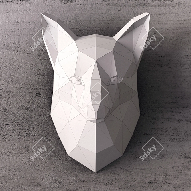 Low-poly Fox Head Sculpture 3D model image 2