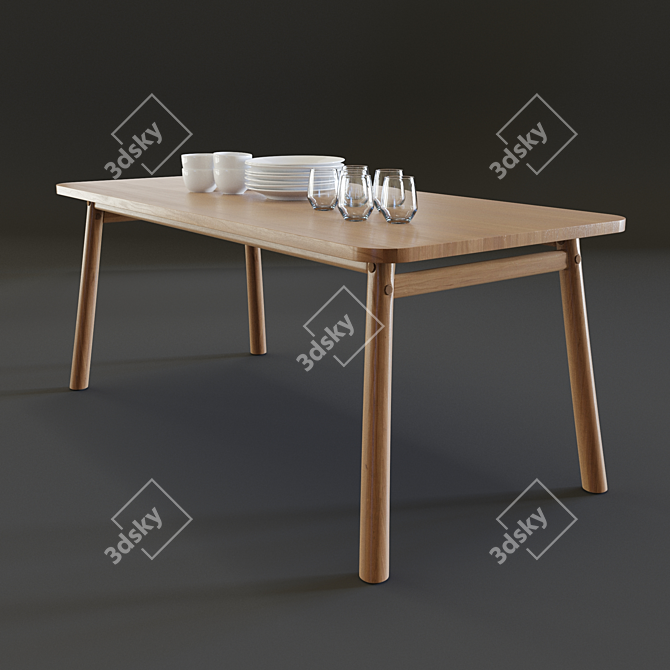 Navy 180x85cm Dining Table 3D model image 1