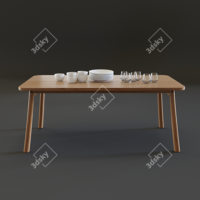 Navy 180x85cm Dining Table 3D model image 2