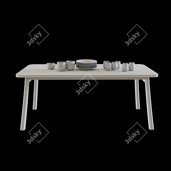 Navy 180x85cm Dining Table 3D model image 3