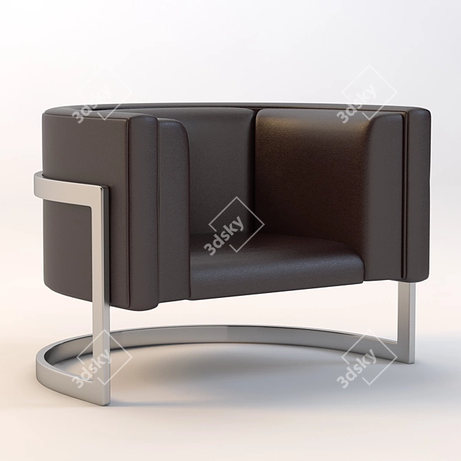 Compact Luxe Brown Leather Sofa 3D model image 1