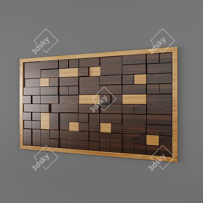 Title: Rustic 3D Wooden Wall 3D model image 1