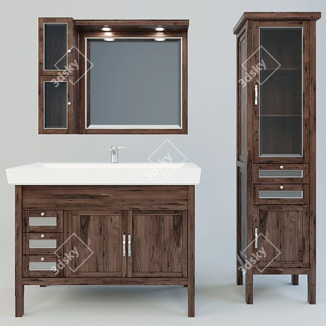 Mirage Solid Wood Furniture Set 3D model image 2