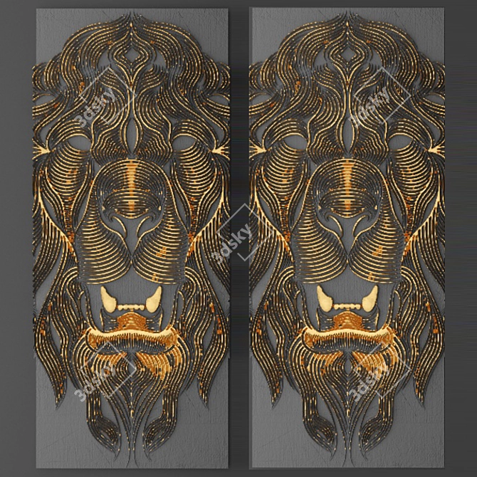 Regal Lion Wall Panel 3D model image 1