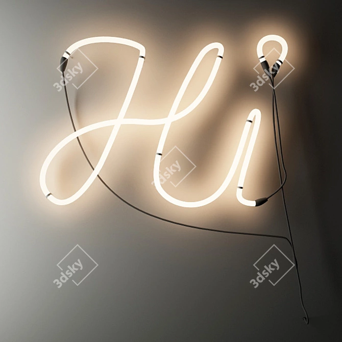 Neon Love Sign | Customizable 3D model image 1