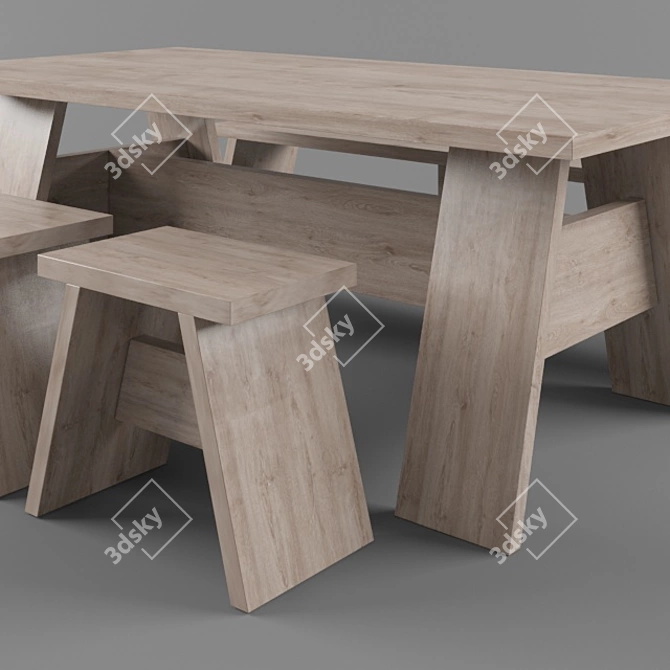 Natural Wood Table 3D model image 1