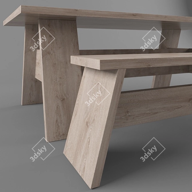 Natural Wood Table 3D model image 2