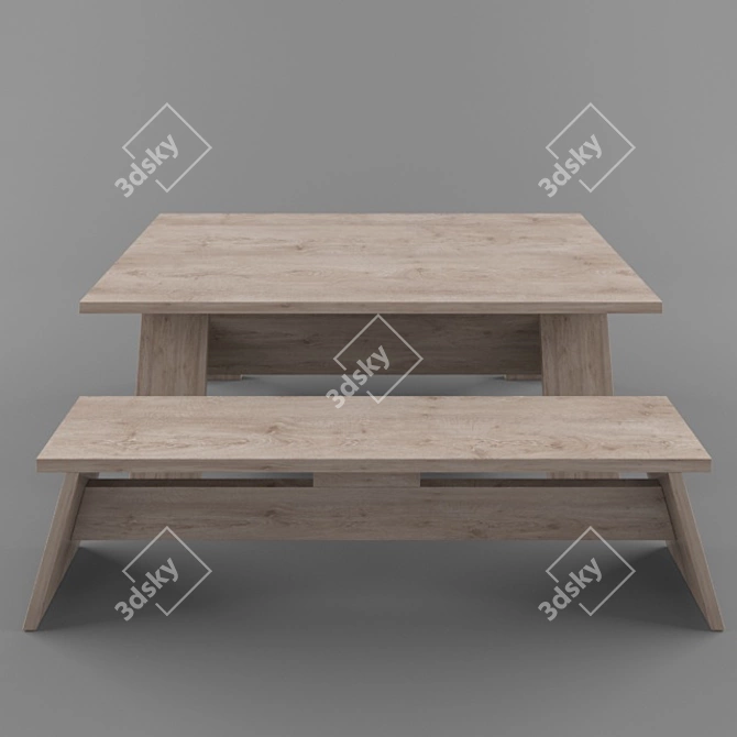 Natural Wood Table 3D model image 3